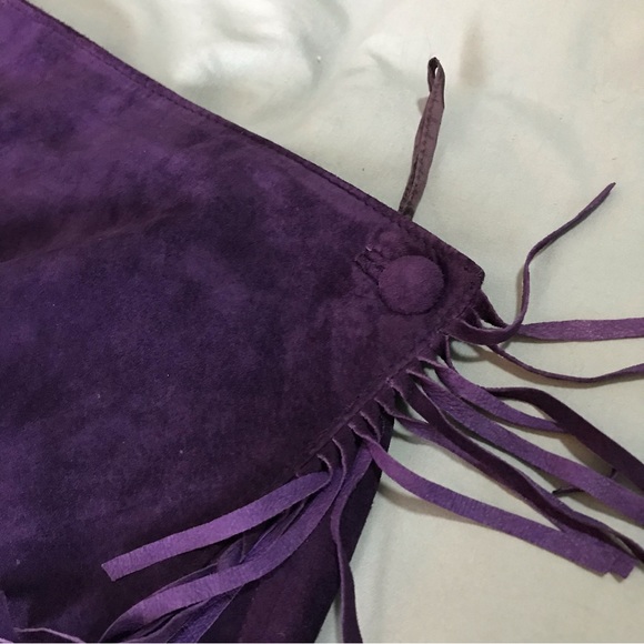 Womens Size 8/12 Daniel Hechter, Purple Fringe Wrap Around Skirt - Picture 4 of 9